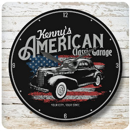 Relógio Grande Garagem Personalizada de Carro Clássico de Vintage