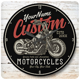 Relógio Grande Garagem Personalizada do Biker Cruiser de Motocicl