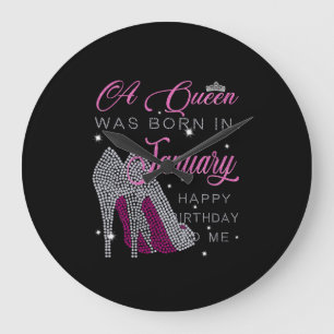 Relógio Grande Garota de Aniversário  A Rainha Foi Nascer Em Jan