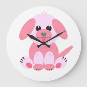 Relógio Grande Garota de Cartografia Rosa Rosa Cachorro Simples e
