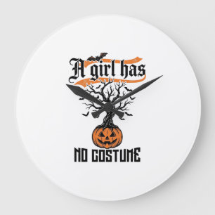 Relógio Grande Garota de Halloween Sem Fantasia Abóbora Vintage_1
