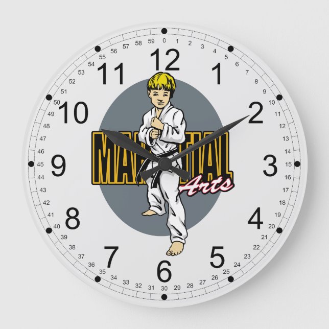 Relógio Grande Garoto de Artes Marciais (Frente)