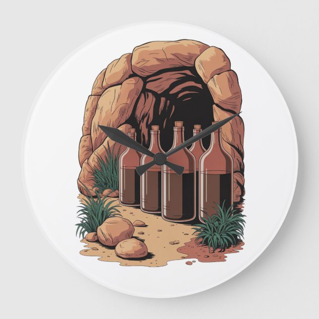 Relógio Grande Garrafas Em Uma Caverna (Frente)