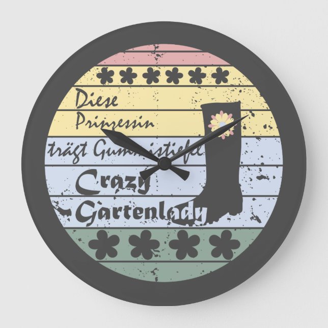 Relógio Grande Gärtnerin, Gartenlady, Gummistiefel Prinzessin (Frente)