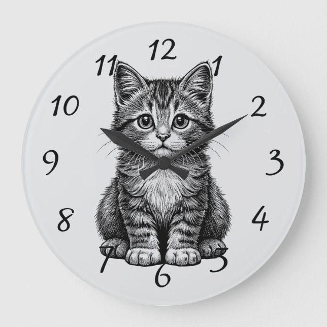 Relógio Grande Gatinho Fofo (Frente)