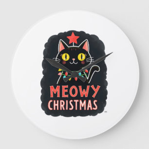 Relógio Grande Gatito Meowy Catmas Natal Gatinho Fofo Gatos Papai