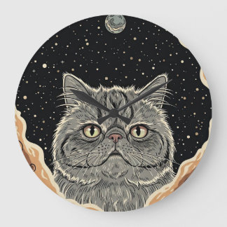Relógio Grande Gato Cósmico