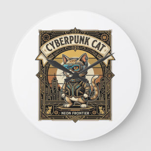 Relógio Grande Gato Cyberpunk Vintage Cyberpunk Gato