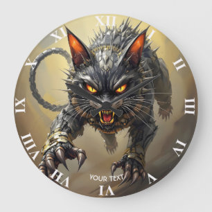 Relógio Grande Gato Cyborg Furioso e Furioso Fantasy