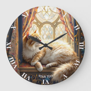 Relógio Grande Gato da Janela da Manhã de Fantasy