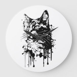 Relógio Grande Gato de respingo preto e branco