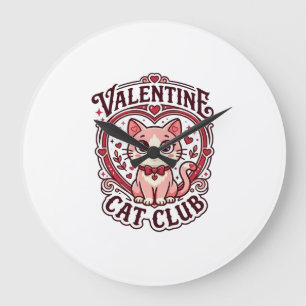 Relógio Grande Gato do Dia dos Namorados Design Engraçado Amante