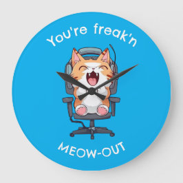 Relógio Grande Gato Engraçado Freak'n Meow Out