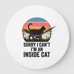 Relógio Grande Gato engraçado por dentro Design vintage amante de