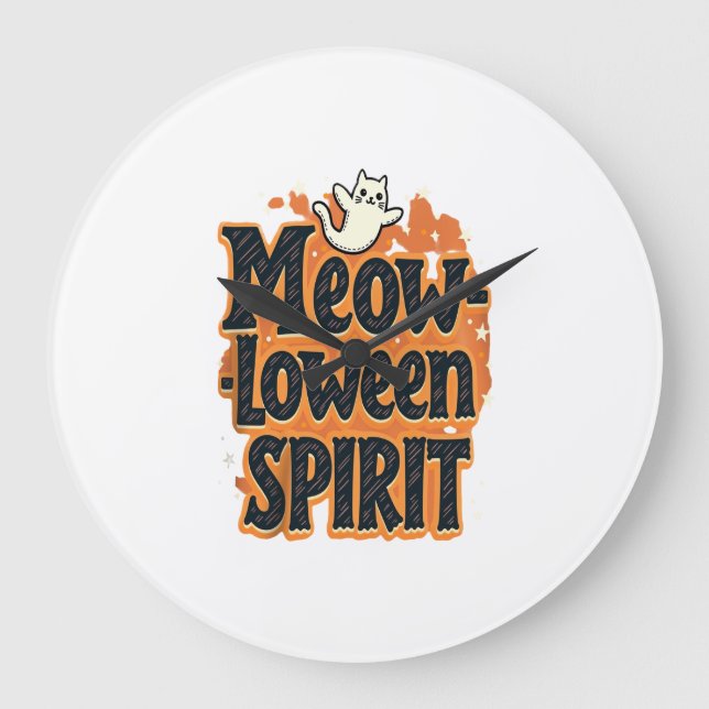 Relógio Grande Gato Espírito Meow-loween (Frente)