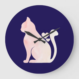 Relógio Grande Gato Fofo com Corações