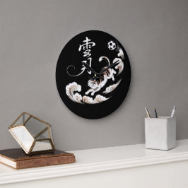Relógio Grande Gato Japonês Artístico Futebol Decoração Única par