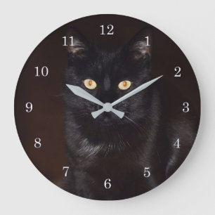 Relógio Grande Gato Preto