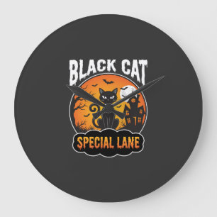 Relógio Grande Gato Preto do Dia das Bruxas Casa Assombrada Desen