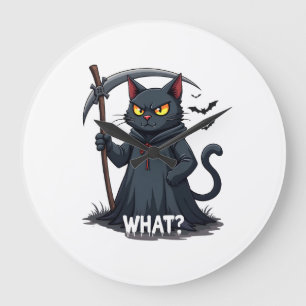 Relógio Grande Gato Preto do Halloween Gato Assustador Gato Bravo