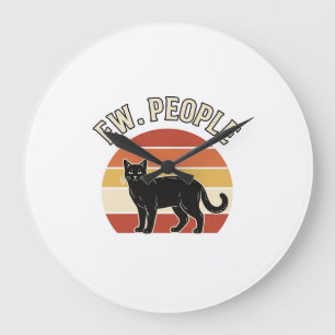 Relógio Grande Gato Preto Engraçado Ew Pessoas Design Vintage Ret