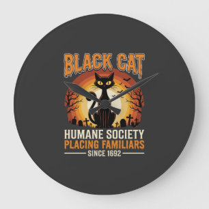 Relógio Grande Gato Preto Halloween Familiar Antigo Cemitério Des