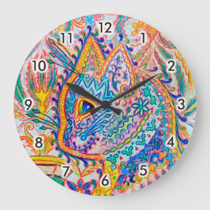 Relógio Grande Gato Psicodélico, Louis Wain