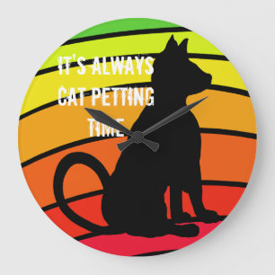 Relógio Grande Gato que Petting o pop art CricketDiane dos gatos