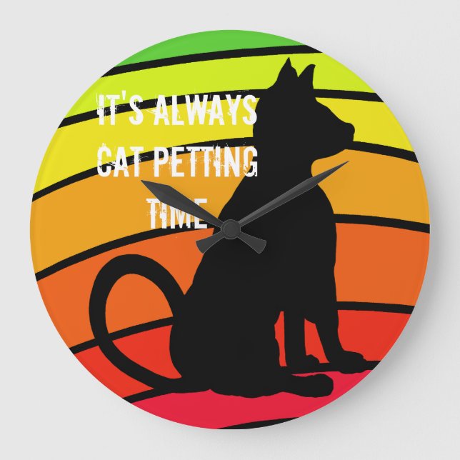 Relógio Grande Gato que Petting o pop art CricketDiane dos gatos (Frente)