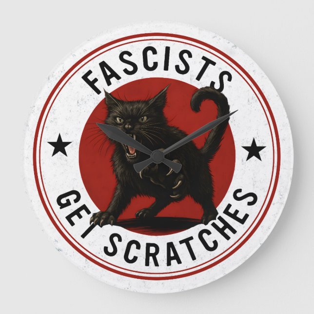 Relógio Grande Gatos Contra Fascistas (Frente)