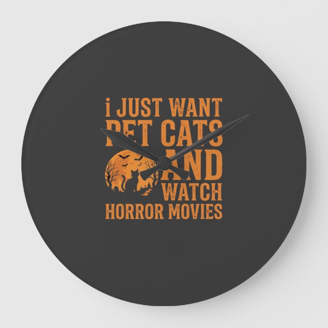 Relógio Grande Gatos de Estimação Filmes de Terror Design de Hall (Frente)