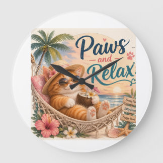 Relógio Grande Gatos de Praia Relaxam