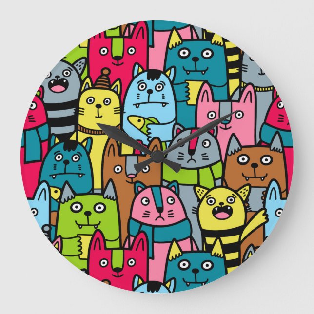 Relógio Grande Gatos e gatinhos (Frente)
