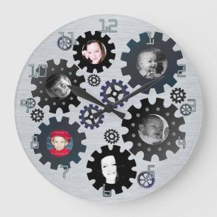 Relógio Grande Gears Photo Frames Wall Clock