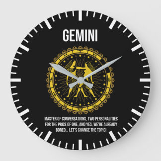 Relógio Grande Gemini - Horoscópio, Engraçado Sinal Zodiac Humor