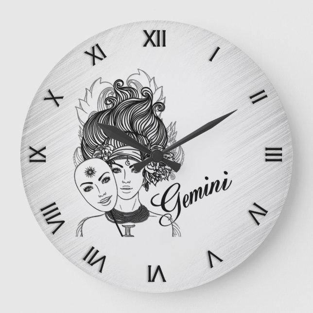 Relógio Grande Gemini mascara Lady Zodiac Numerações romanas (Frente)