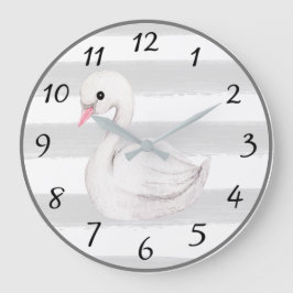 Relógio Grande Gênero Cinzas Neutras Stripe Decor Moderno da Enfe