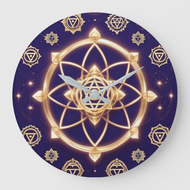 Relógio Grande Geometria Celestial da Luz — Padrão Sagrado (Frente)