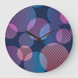 Relógio Grande Geometria Tropical: Design violeta e rosa noturno