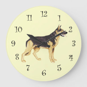 Relógio Grande German shepherd Cachinhos de Parede de Cachorro