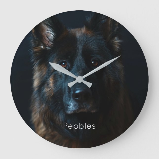 Relógio Grande German shepherd de Fotografias Personalizado (Frente)