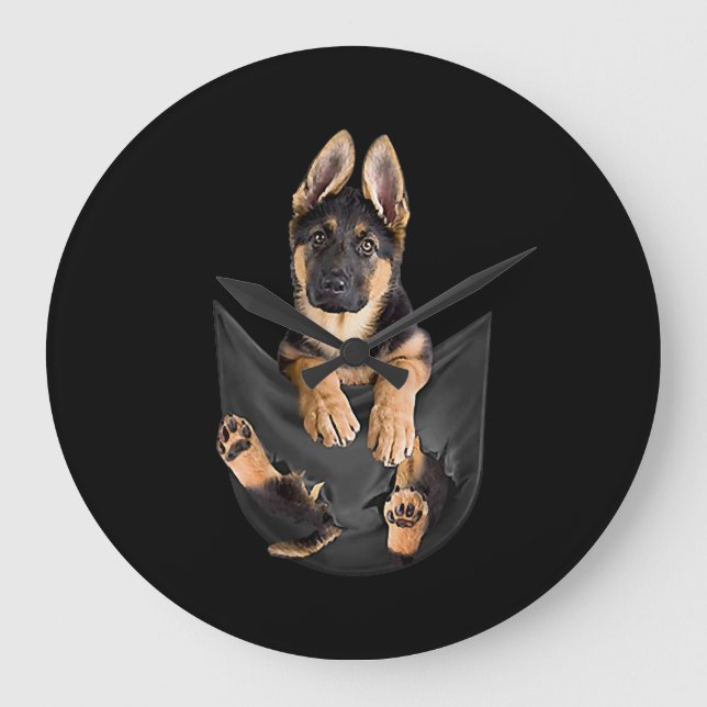 Relógio Grande german shepherd No Sopro De Cachorro Engraçado De  (Frente)