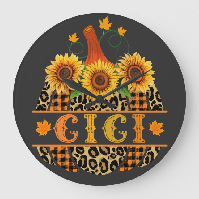 Relógio Grande Gi Pumpkin Leopard Imprimir Xadrez de Búfalo de Gi (Frente)