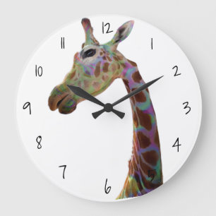 Relógio Grande Girafa colorida divertida Acrylic Wall Clock