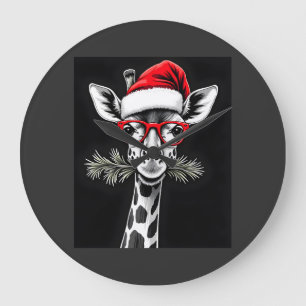 Relógio Grande Girafa de Natal Chapéu do Papai Noel Presente de P