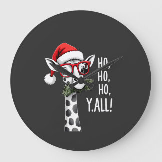 Relógio Grande Girafa Fofa Com Chapéu de Papai Noel Feliz Natal G