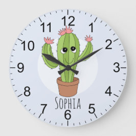 Relógio Grande Girls Cute Kawaii Cactus Plant e Name Kids