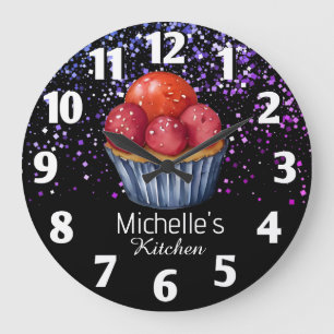 Relógio Grande Glitter Bake Baker Chef Personalizado