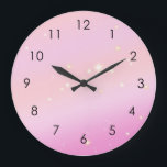 Relógio Grande Glitter Celestial de Grelha Cinzenta Gradiente Cor<br><div class="desc">Brilha e brilha este ano! Personalize este produto com seu nome, frase ou logotipo, conforme desejar. Lindo design rosa luxo e gatinho moderno, apresentando um espaço cor-de-rosa universal, num gradiente estético pastel, com estrelas brancas brilhantes. Exemplo de design de esteira cor-de-rosa Pastel para decoração, celebração, festa, convite, etc. com temas...</div>