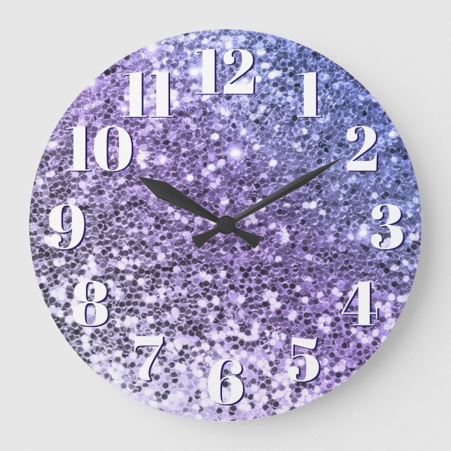 Relógio Grande Glitter Chunky Ombre Roxo (Frente)